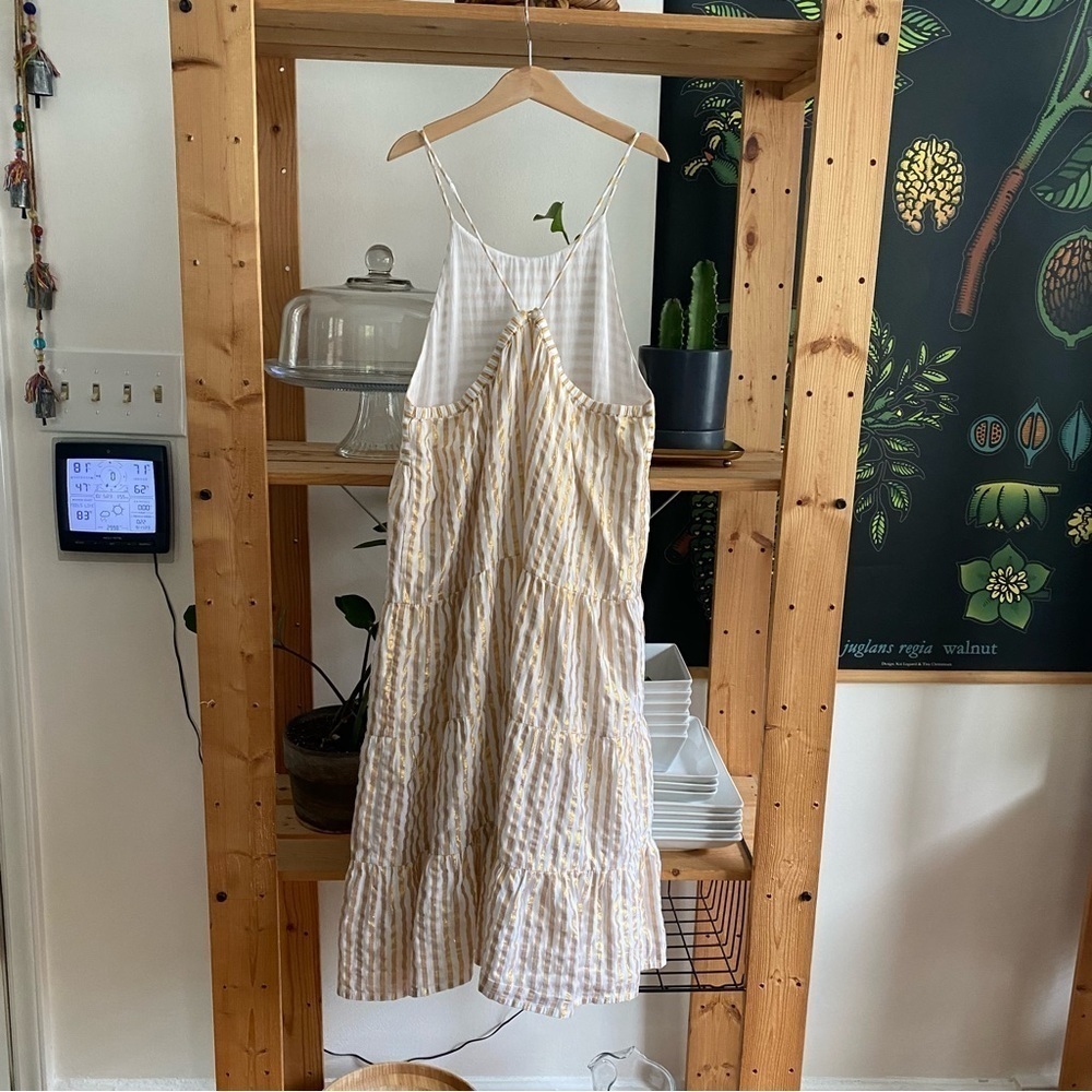 Velveteen White Metallic Gold Stripe Lara Sundress 14 - Picture 5 of 13